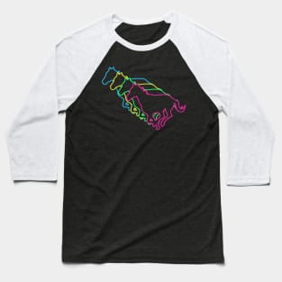 Horse 80s Neon Baseball T-Shirt